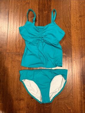 Lands End Turquoise Two-Piece Tankini Set